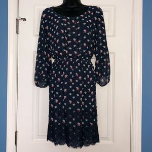 Studio M Navy Floral Print 3/4 Sleeve Dress